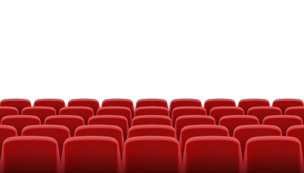 Linhas de assentos vermelhos de cinema ou teatro