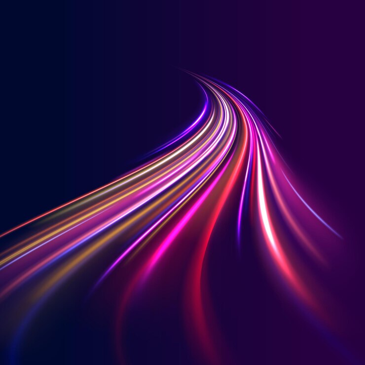 Vetor linhas de cabo de impulso de onda brilhante efeito de trilhas de luz de alta velocidade movimento dinâmico futurista