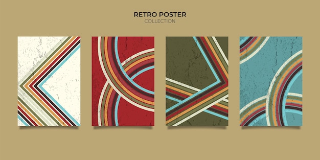 Vetor linhas de cartaz de fundo de listras de estilo retro vintage dos anos 70. formas vetoriais design gráfico fundo retro dos anos 1970. moldura de linha da era dos anos 70 com estilo abstrato