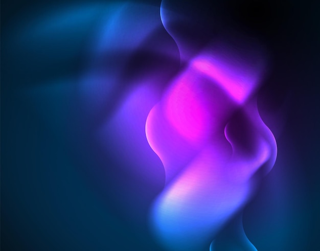 Linhas de onda brilhantes de néon azul hitech modelo de fundo abstrato futurista