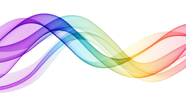 Linhas de onda fluida coloridas abstratas de vetor isoladas no fundo branco. Elemento de design para convite de casamento, cartão de felicitações
