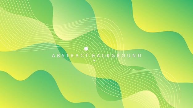Linhas de onda líquidas fluidas de fundo abstrato moderno e cor de gradiente verde amarelo