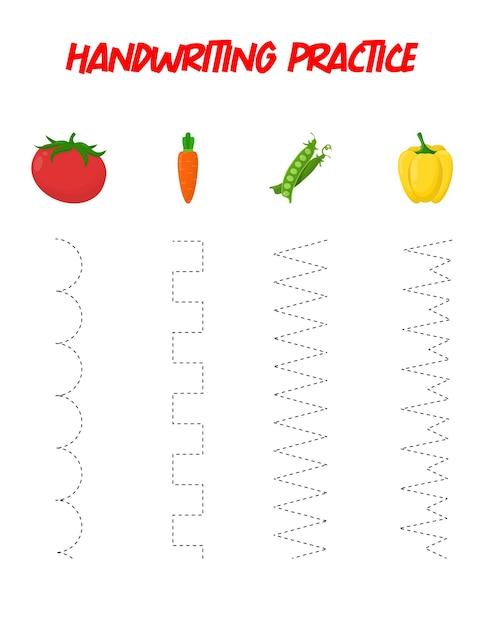 Linhas de rastreamento prática de caligrafia para crianças praticando habilidades motoras finas jogo educativo para crianças pré-escolares ilustração vetorial
