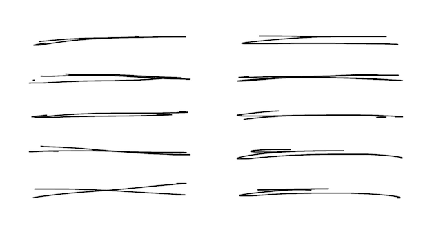 Vetor linhas de sublinhado finas definem marcadores desenhados à mão de rabiscos destaques de texto de rabiscos