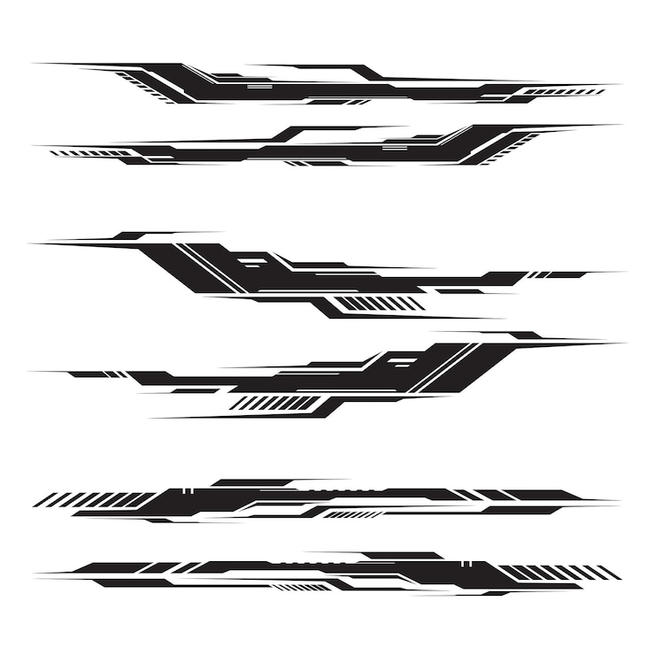 Vetor linhas de tecnologia abstrata formas linhas abstratas vinil de design de embalagem de veículo para carro de corrida_20230610