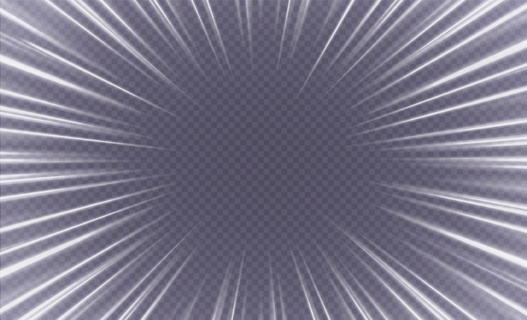 Vetor linhas de velocidade zoom no efeito de movimento, trilhas de cores claras, conceito de quadro de movimento de mangá