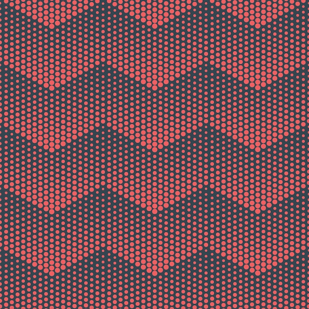 Linhas em ziguezague pontos de meio-tom sem costura padrão vermelho azul abstrato vector background. elegante textura pontilhada em zigue-zague. papel de parede repetitivo minimalista retro azul vermelho. loopable design backdrop
