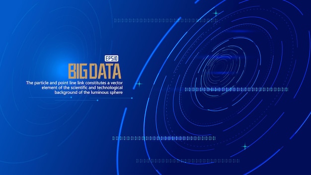 Linhas rotativas luminosas com fundo de vetor de big data de tecnologia de internet digital