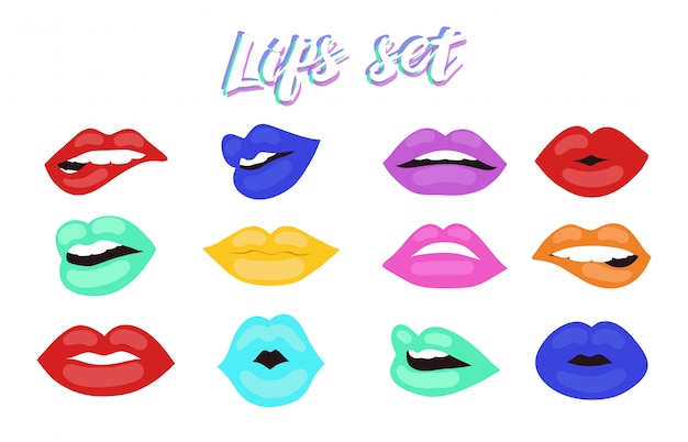 Lips set vector design 3