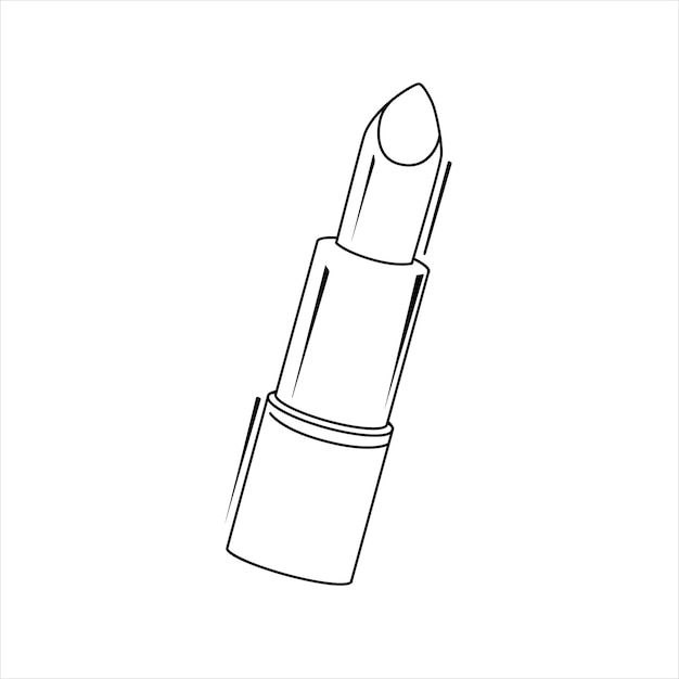 Vetor lipstick de contorno preto vetorial ilustração cosmética de contorno isolado visão lateral de maquiagem