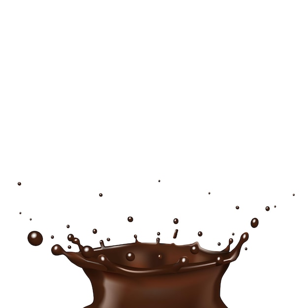 Líquido de respingo de chocolate quente realista