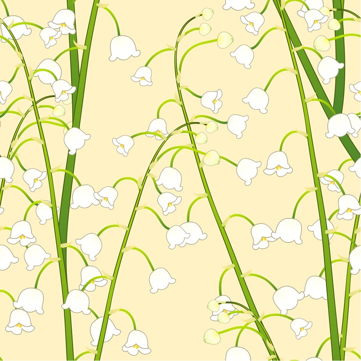 Vetor lírio branco do vale em fundo amarelo