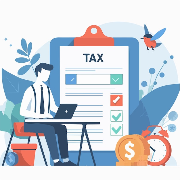 Vetor lista de pagamento de impostos em ilustração de projeto plano