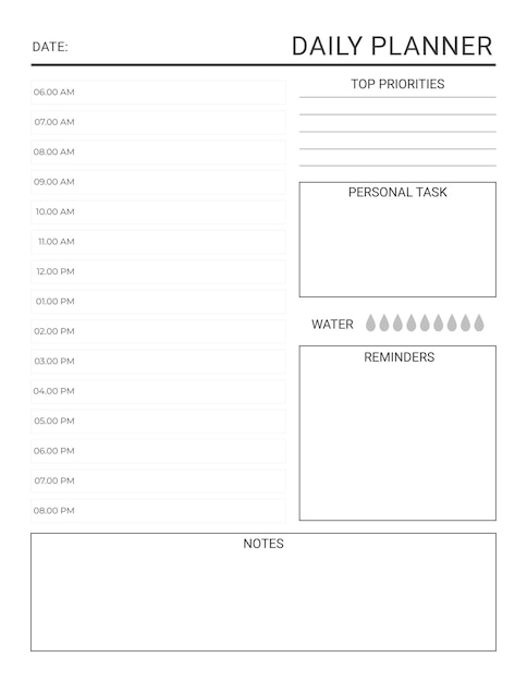 Vetor lista de tarefas do planejador diário