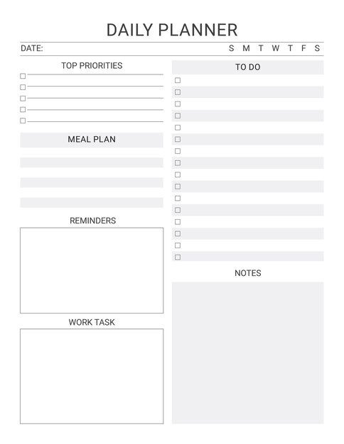 Vetor lista de tarefas do planejador diário