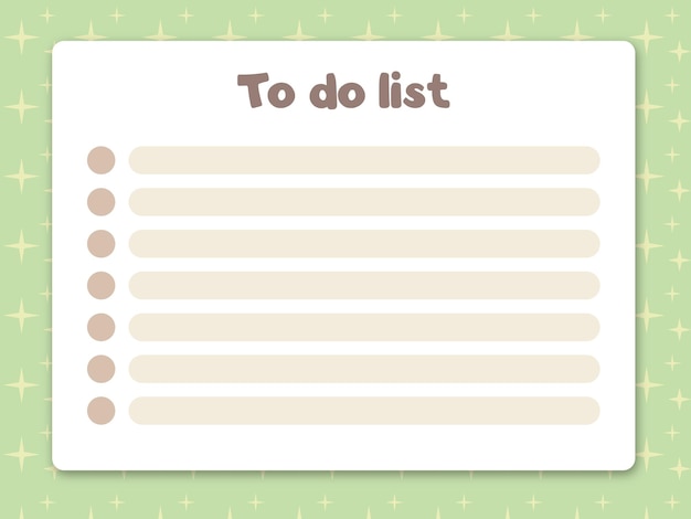 Lista de tarefas simples e fofa em fundo de estrela retrô