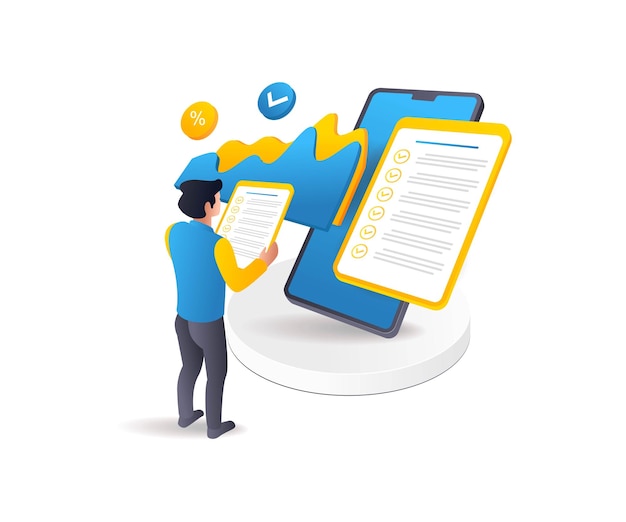 Lista de verificação de dados analíticos com smartphone empresarial