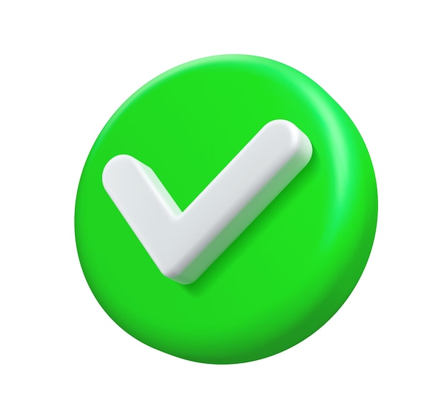 Lista de verificação de ícones 3D marca verde feito