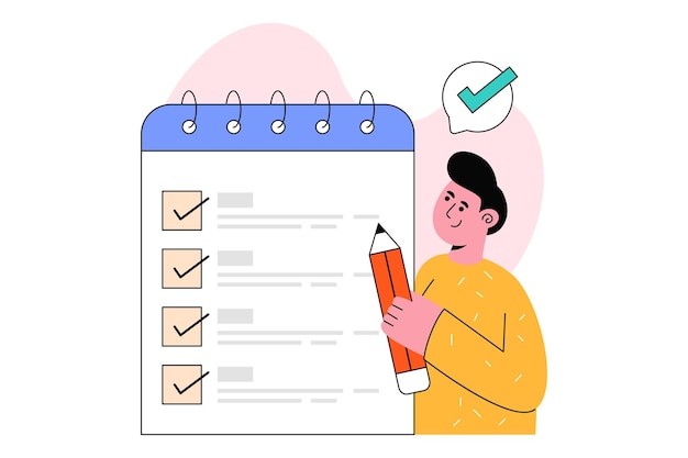 Lista de verificação Flat Style Design ilustração vetorial. Ilustração em estoque
