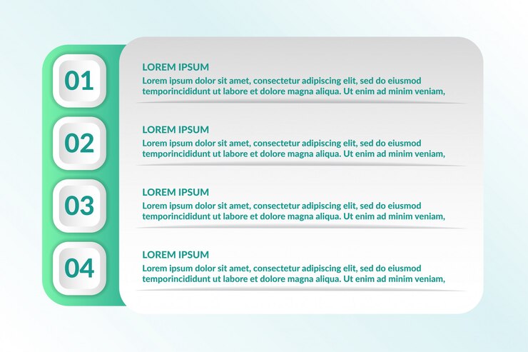 lista infográfico design com 4 informações de listas