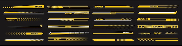 Listras de decalque de carro esporte linhas de velocidade, tiras de ajuste de corrida e conjunto de vetores de adesivo de carro