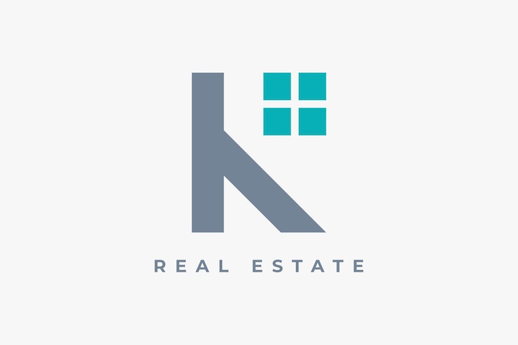 Vetor literal inicial moderna k com janela arquitetura de casa imobiliária moderna logotipo de casa de apartamento