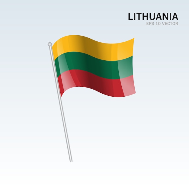 Lituânia agitando bandeira isolada em fundo cinza