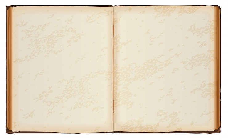 Vetor livro aberto com antigas páginas em branco