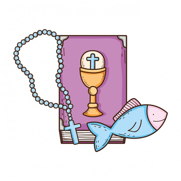 Livro da Bíblia Sagrada com Rosário