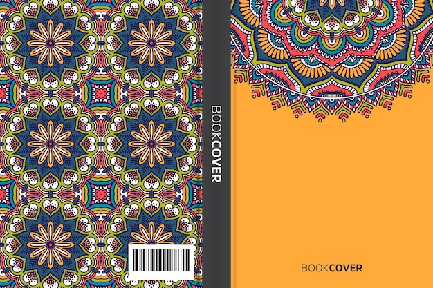 Livro de capa com design de elemento de mandala