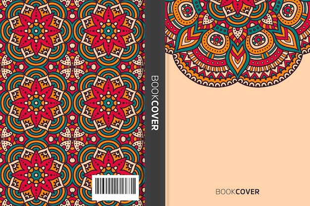 Livro de capa com design de elemento de mandala