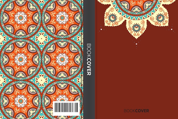 Livro de capa com design de elemento de mandala