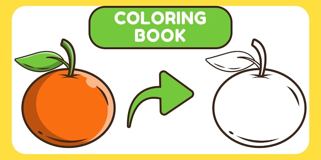 Livro de colorir bonito desenho animado desenhado à mão laranja para crianças