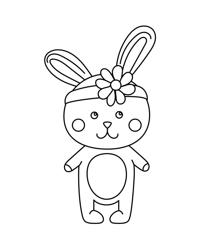 Vetor livro de colorir bunny doodle com vetor para crianças
