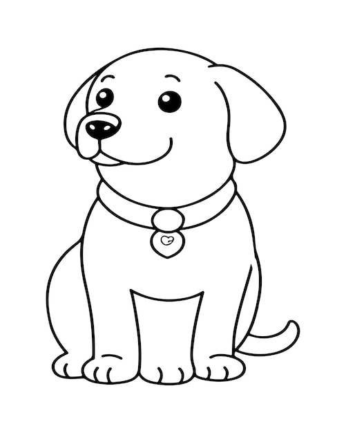 Vetor livro de colorir cão para crianças_ vector de cão_ cão preto e branco_ ilustração de cão