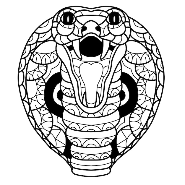 Desenho para colorir Cobra preta e branca · Creative Fabrica