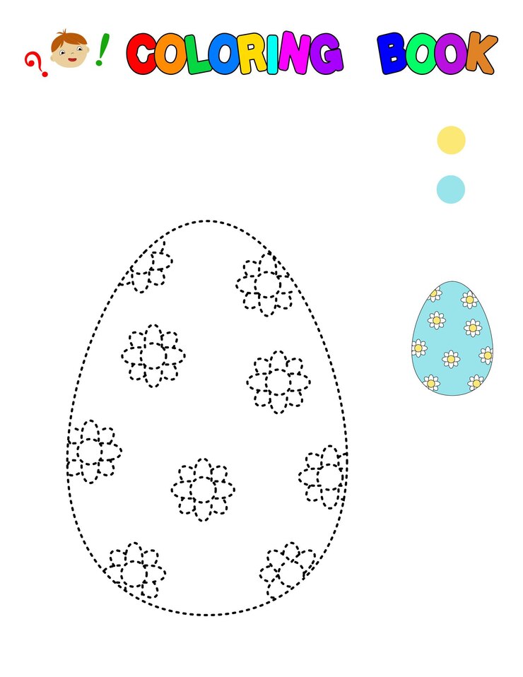 Vetor livro de colorir com um ovo o ovo de páscoa páginas de colorir para crianças jogos educacionais fala de trabalho