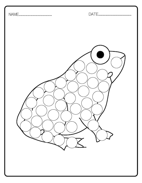 Livro de colorir de animais oceânicos, atividade de marcadores de pontos para crianças.