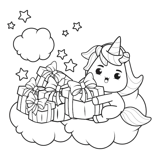 Livro de colorir de Natal com unicórnio fofo 6