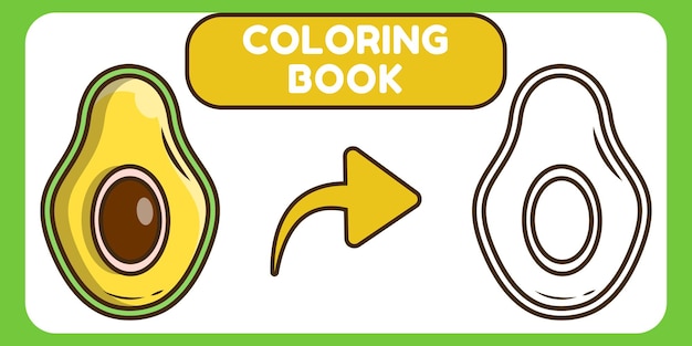 Livro de colorir desenho animado bonito abacate desenhado à mão para crianças