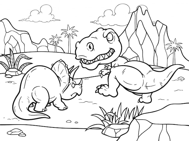 Livro De Colorir De Robôs De Dinossauros De Desenho Animado Para