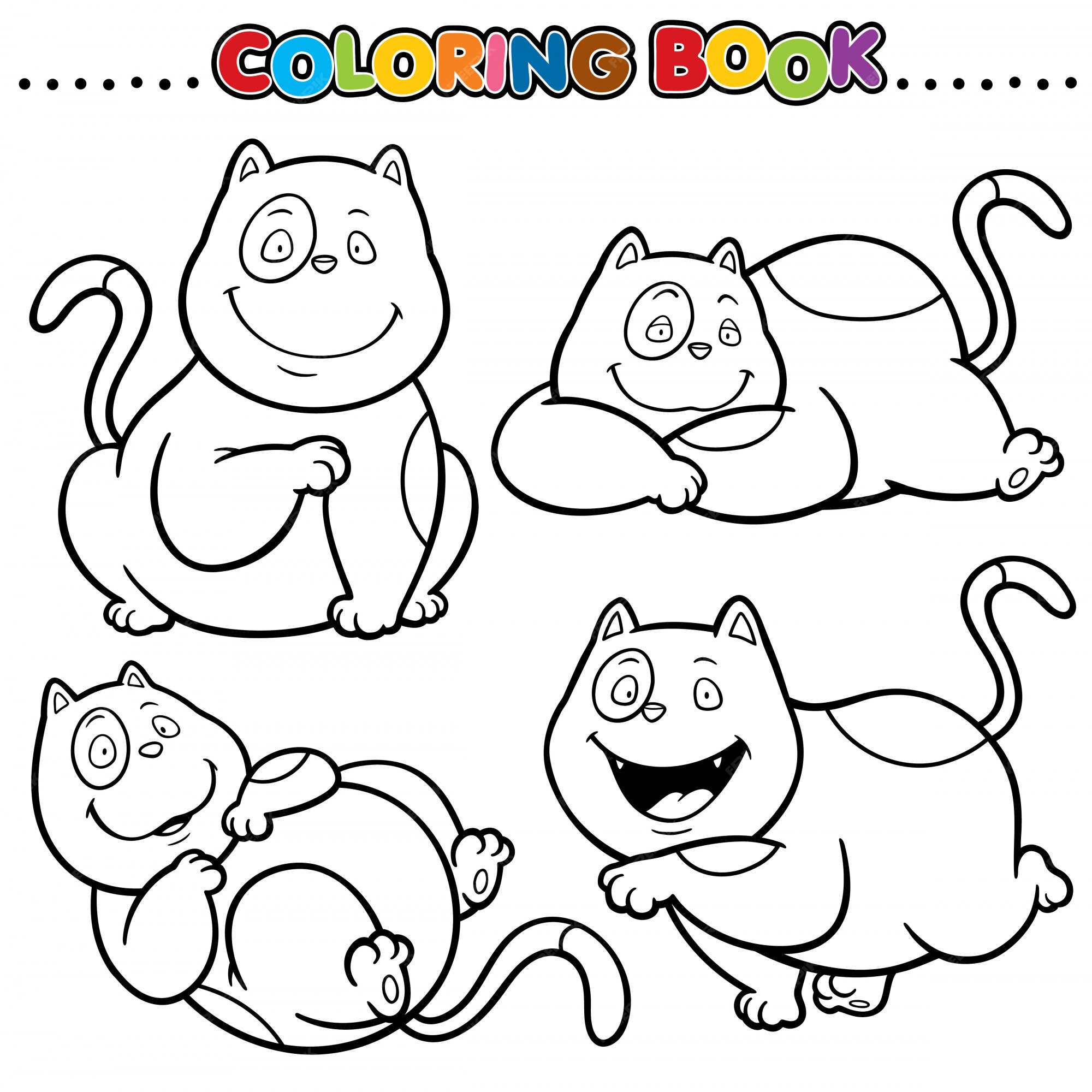 Os Gatos Ajustaram O Livro Para Colorir Dos Desenhos Animados