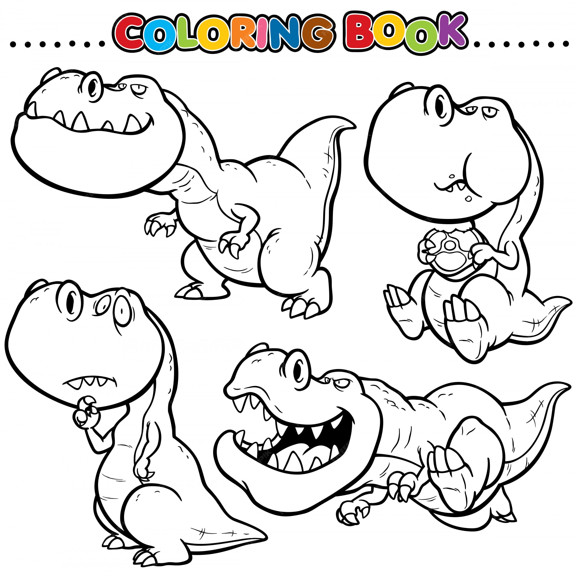 A Ilustração Do Vetor Dos Desenhos Animados Do Livro Para Colorir Do  Dinossauro Ajustou 1 Ilustração do Vetor - Ilustração de diferente, dino:  85940255