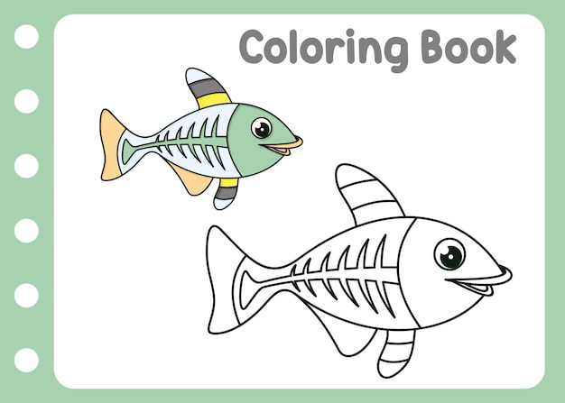 Livro de colorir o desenho animado x fish