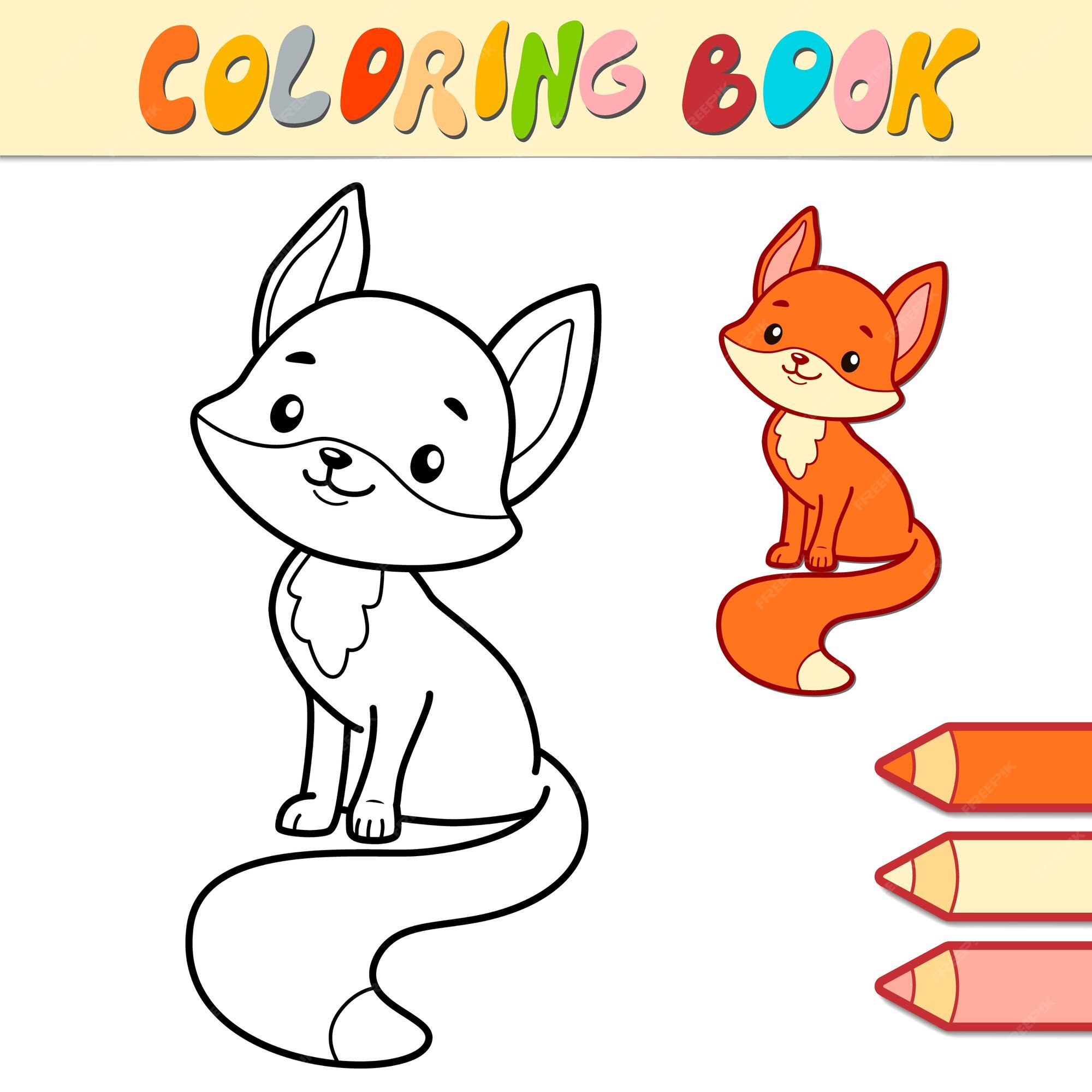 Página Do Livro Para Colorir Para Crianças Prées-escolar Com Raposa  Colorida E Esboço a Colorir Ilustração do Vetor - Ilustração de cartoon,  forma: 143824461