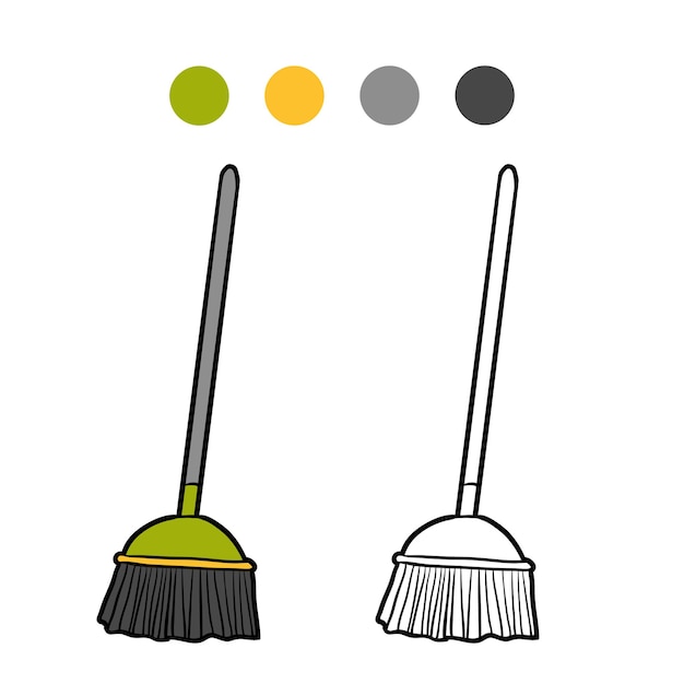 Livro de colorir para crianças, broom