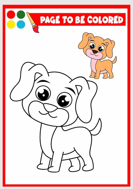 Livro de colorir para crianças cachorro fofo