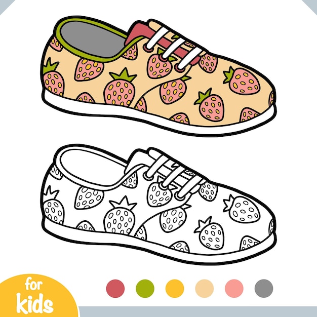 Vetor livro de colorir para crianças coleção de sapatos de desenho animado plimsoll
