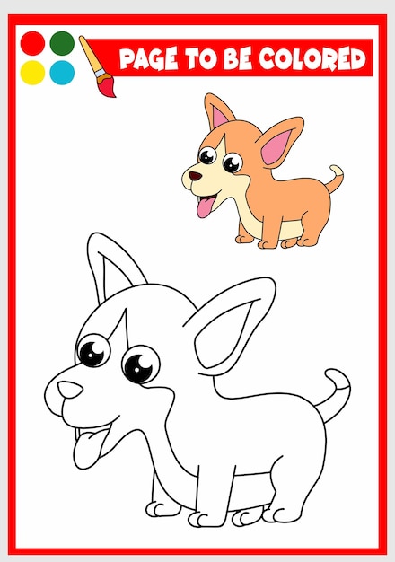 Livro de colorir para crianças corgi