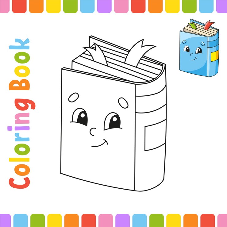 Vetor livro de colorir para crianças. de volta à escola. caráter alegre.